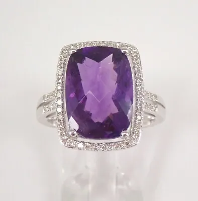 $1149 • Buy 14K  Amethyst And Diamond Halo Engagement Ring