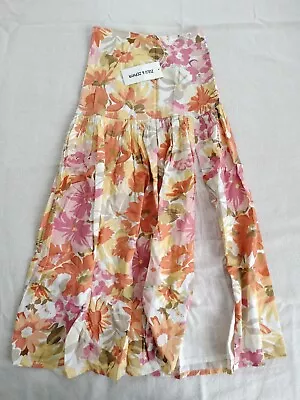 Zulu Zephyr BNWT Cotton Skirt Women's Size 6 Floral Maxi Slit • $80