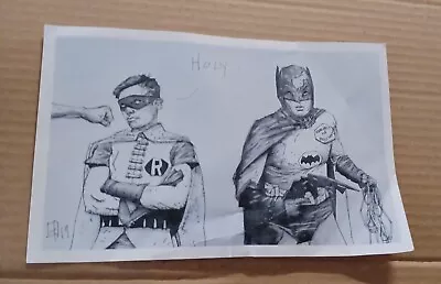 A Beautiful Vintage Giclee Pencil Drawing Of Batman And Robin On Paper  • $9.95