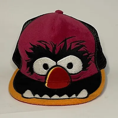 The Muppets Animal Drummer Fitted Hat Cap Embroidered Pink Black Snapback Vtg • $25.60