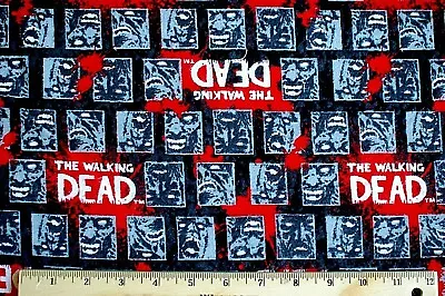Bty*the Walking Dead Faces*black/white/red Face Masks 100% Cotton Flannel Fabric • £16.38