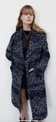 100% Authentic ZARA Fluid Jacquard Coat Limited Edition $199+Tax Size: XS • $89.90