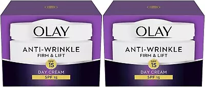 2 X Olay Anti-Wrinkle Firm & Lift SPF 15 Anti-Ageing Day Cream Moisturiser 50ml • £17.02