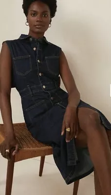 £15 • Buy Oasis Denim Button Through Dress Size 12 Retro Vibe Excellent Condition 