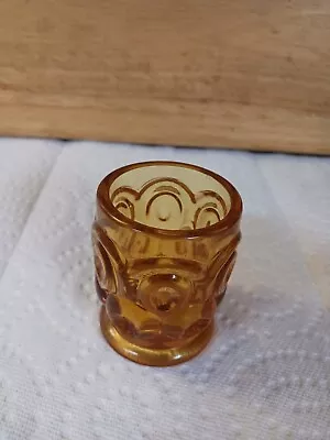 Vintage LE Smith Amber Moon And Stars Toothpick Holder Amber Glass • $10.50