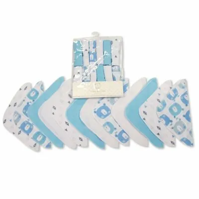 Baby Wash Cloths Boys Blue  Teddy Bear  12 Pack Snuggle Baby ~ Shower Gift ~ Abg • £6.95