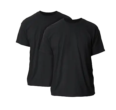 2 PACK Gildan Men’s Size Large L Tees 100% Cotton T-Shirts Black NEW Free Ship • $13.49