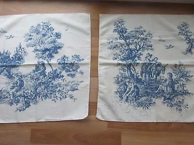 Vintage Have-A-Hank  Blue French Toile Hankie Material -2 Different Scenes  • $10
