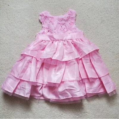 Mud Pie Girls' Pink Rosette And Layered Ruffle Tulle Dress With Bow Sz3T • $39