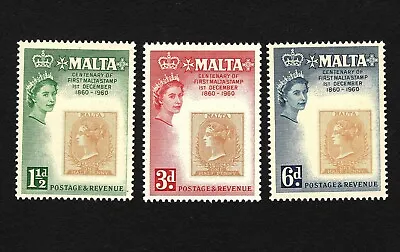 OPC 1960 Malta QEII Stamp On Stamp Set Sc#281-3 MNH 42309  • $1.49