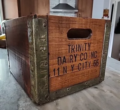 Vintage Trinity Wood Metal Edges Milk Crate Trinity Dairy Co Inc 11 NY City 55 • $40