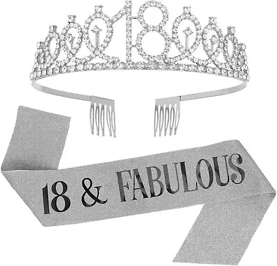 SUSSURRO  18 And Fabulous Sash And Rhinestone Tiara Set18th Birthday Gifts Bir • £13.33