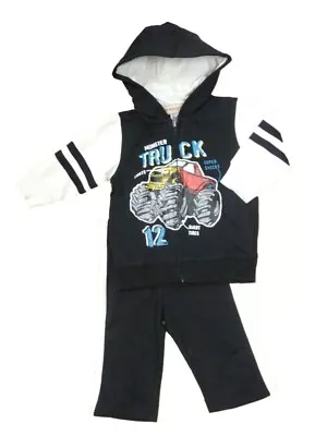 Kids Headquarters Infant Boy Monster Truck Outfit Black Hoodie Sweatpants 18m • $21.99