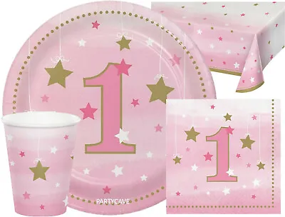 £5.95 • Buy First 1st Birthday Party Pink Girl Plates Napkins Tablecover Banner Decorations