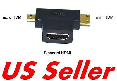 3 In 1 1080p HDMI Female To Micro / Mini HDMI Male Adapter Connecter Type D C A • $3.99