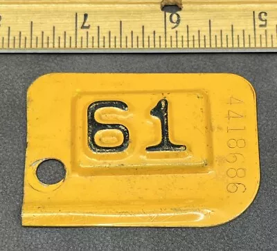 Vintage New York State Yellow 1961 LICENSE PLATE DATE TAB TAG BADGE • $50