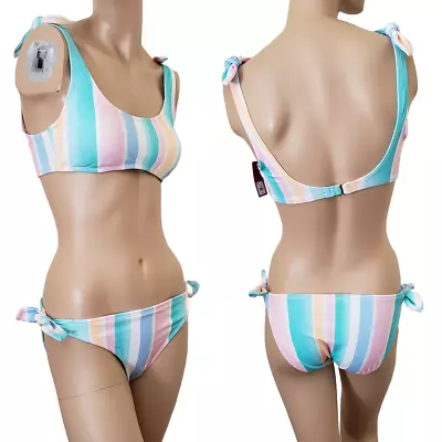 So Bunny Tie Bralette & Side Tie Hipster 2pc Bikini  Set SZ M • $14.98