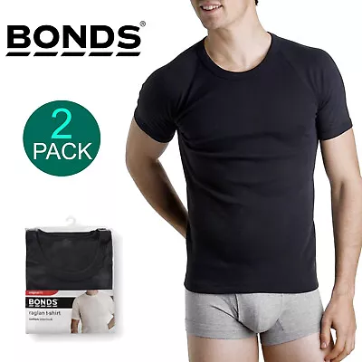 Bonds 2 Pack Crew Round Neck Raglan Blank Plain Basic Mens Black T‑shirt Tee Top • $22.80