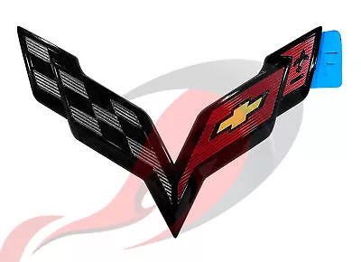 2014-2019 C7 Corvette GM Carbon Flash Black Front Crossed Flags Emblem 23183715 • $69.99