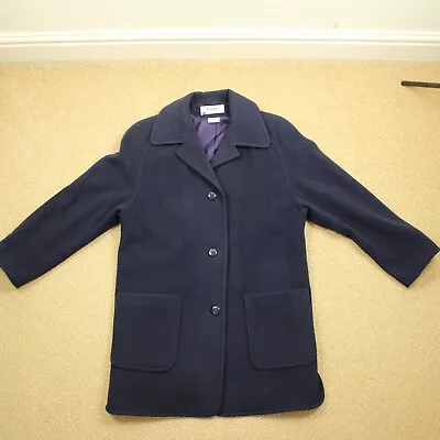 Lampert London Coat Lambs Wool Women's Size UK 12 Navy Blue Winter Coat • £24