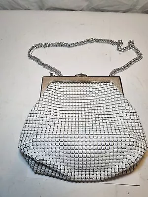 Vintage Oroton Glomesh Purse Handbag White Mesh Metal Shoulder Small - Genuine • $28