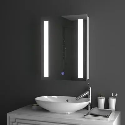 Single Door Bathroom Cabinet Touch Screen Medicine Cabinet LED Mirror Wall Mount • £125.95