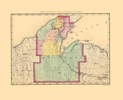 Houghton County Michigan - Walling 1873 - 23.00 X 28.30 • $36.95