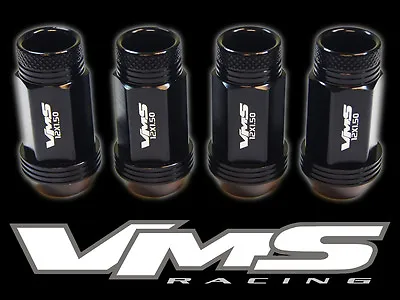 Vms Racing 4pc 48mm Premium Extended Wheel Aluminum Lug Nuts 12x1.5 Black Bk9 • $16.88