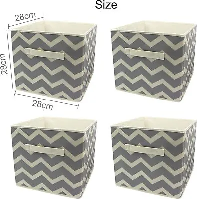4x Non-woven Folding Canvas Storage Box Fabric Cube Cloth Basket Organiser Toys • £11.99