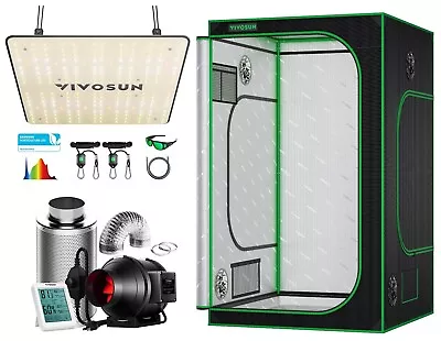 VIVOSUN 4x4 Hydroponic Grow Tent W/ VS1000 LED 4/6/8 Ventilation Fan 48x48x80 • $254.99