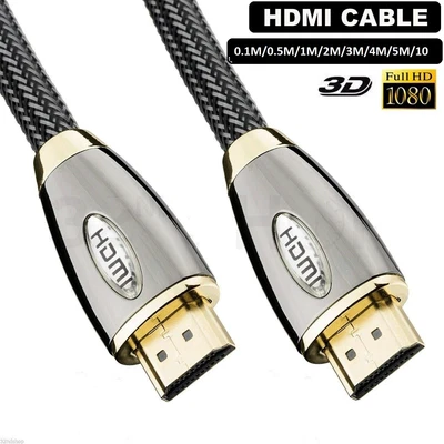 £5.99 • Buy 1m 2m 3m 4m 5m 10m Long Premium HDMI Cable High Speed Video Lead For HDTV PS3 3D