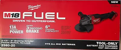 Milwaukee 2980-20 M18 Fuel 4 1/2- 6  Braking Grinder W Paddle Switch NEW In Box • $186