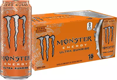 Monster Energy Ultra Sunrise Sugar Free Energy Drink 16 Fl Oz (Pack Of 15) • $36.55