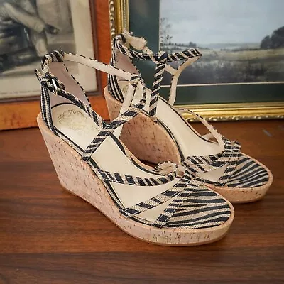 Vince Camuto Zebra Cork Wedge Black Size 9M • $42.95