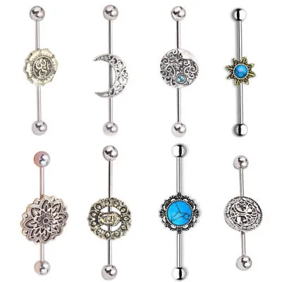 $7.39 • Buy Industrial Barbell Surgical Steel Scaffold Ear Barbell Ring Piercing Jewelry 14G