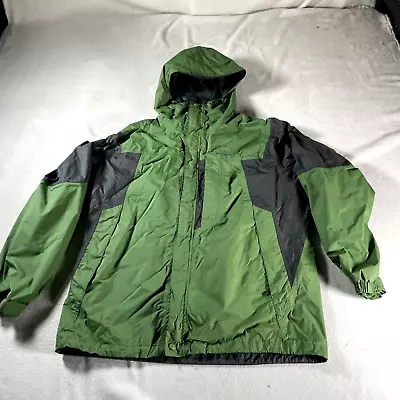 Columbia Waterproof Jacket Mens Large GRT Green Full Zip Windbreak Hooded Top • $19.99