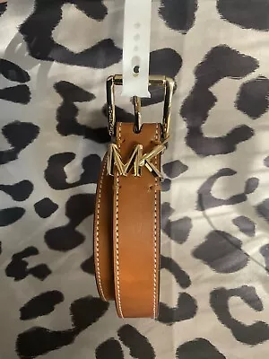 Michael Kors Women's Leather Belt - Brown- Gold Buckle W/LOGO - Size M - NWT • $35