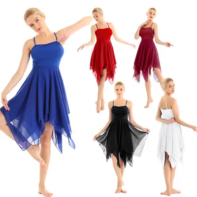 Women's Lyrical Dance Dress Ballet Chiffon Skirt Ballroom Dancewear Costumes • £4.46