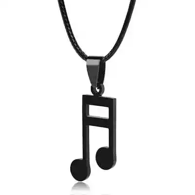 Stainless Steel Music Note Pendant Necklace Men Keepsake Memorial Jewelry Trendy • $9.98