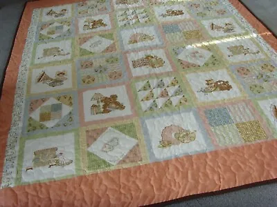 Handmade Patchwork Quilted  Cot Bed Throw / Playmat - 56  X 46  • £69