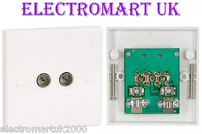 £3.90 • Buy Double Twin Flush Fitting Tv Coaxial Aerial Wall Socket Face Plate
