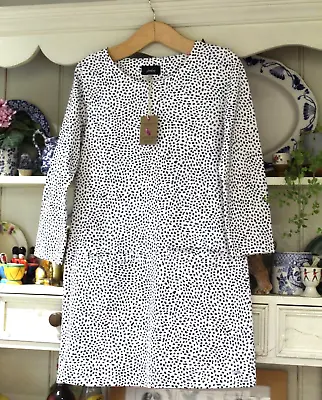 Joules NEW White Cotton Spot Short Dress / Long Tunic Top Size UK 10 • £15