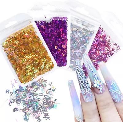 A-Z Word Letter Alphabet Holographic Nail Art Glitter Slime Sequins 3g • $2.95