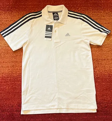 £16.99 • Buy Mens Adidas Clima 365 Polo Shirt White With Navy Stripes Size UK Small New