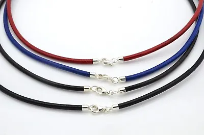 £17.59 • Buy Leather Necklace Genuine Greek Cord With 925 Sterling Silver Clasp Handmade
