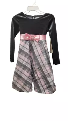 Nwt Dollie & Me Girls Velvet And Plaid Dress With Matching Doll Dress Size 6x • $26.99