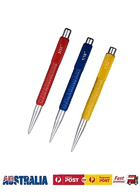 $6.70 • Buy Center Punch Set 3PC Colour Coded Centre Punch Solid Punching Tool
