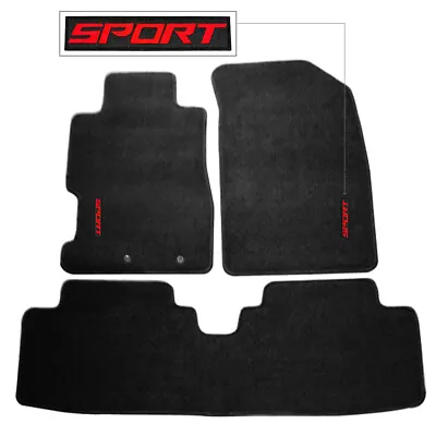 For 01-05 Honda Civic 4Dr 2Dr Black Floor Mats Nylon Carpets W/ Red Sport • $57.99