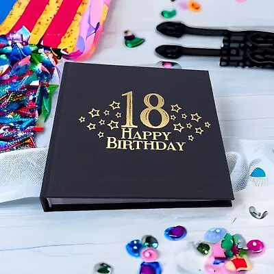 18th Birthday Black Photo Album Gift With Gold Script • £14.99