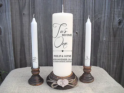 Personalised Wedding Unity Candle Set Gift Keepsake Two Become One Centrepiece • £16.49